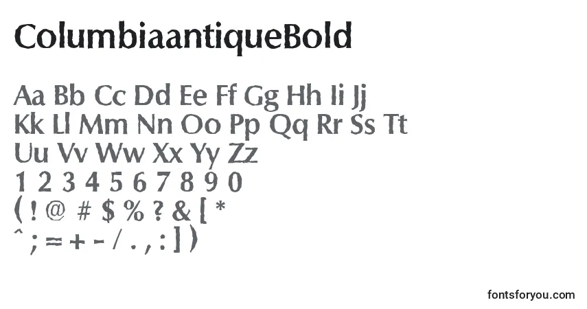 Шрифт ColumbiaantiqueBold – алфавит, цифры, специальные символы