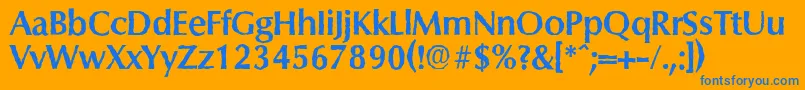 フォントColumbiaantiqueBold – オレンジの背景に青い文字