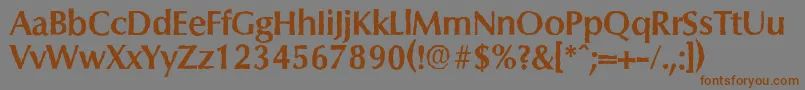 フォントColumbiaantiqueBold – 茶色の文字が灰色の背景にあります。