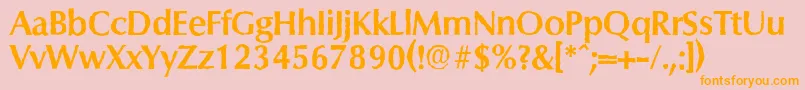 フォントColumbiaantiqueBold – オレンジの文字がピンクの背景にあります。