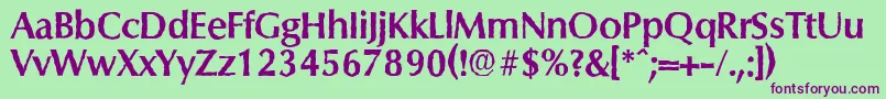 フォントColumbiaantiqueBold – 緑の背景に紫のフォント