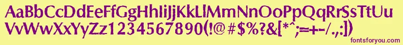 フォントColumbiaantiqueBold – 紫色のフォント、黄色の背景