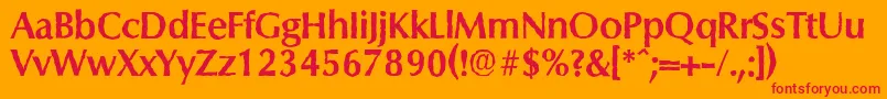 フォントColumbiaantiqueBold – オレンジの背景に赤い文字