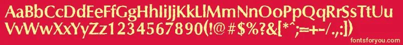 ColumbiaantiqueBold-fontti – keltaiset fontit punaisella taustalla