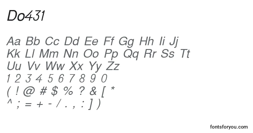 A fonte Do431 – alfabeto, números, caracteres especiais