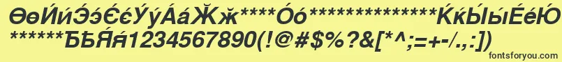 CyrillicsansBoldoblique-fontti – mustat fontit keltaisella taustalla