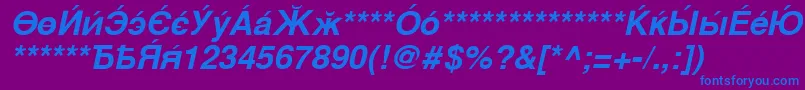 CyrillicsansBoldoblique-fontti – siniset fontit violetilla taustalla