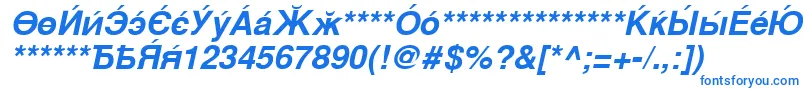 CyrillicsansBoldoblique-fontti – siniset fontit valkoisella taustalla