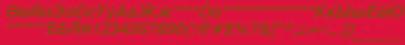CyrillicsansBoldoblique-fontti – ruskeat fontit punaisella taustalla