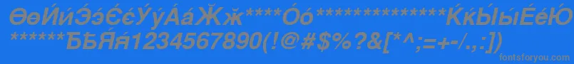 CyrillicsansBoldoblique-fontti – harmaat kirjasimet sinisellä taustalla
