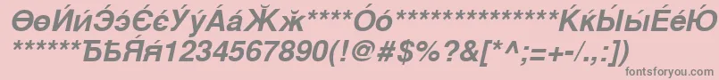 CyrillicsansBoldoblique-fontti – harmaat kirjasimet vaaleanpunaisella taustalla