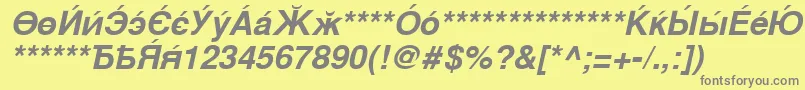 CyrillicsansBoldoblique-fontti – harmaat kirjasimet keltaisella taustalla