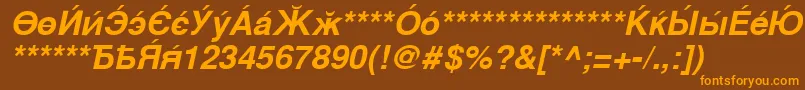 CyrillicsansBoldoblique Font – Orange Fonts on Brown Background