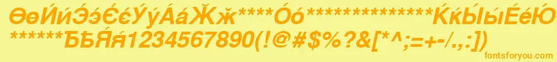 Шрифт CyrillicsansBoldoblique – оранжевые шрифты на жёлтом фоне