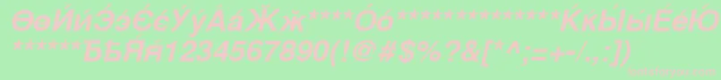 CyrillicsansBoldoblique-fontti – vaaleanpunaiset fontit vihreällä taustalla