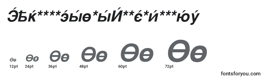 Größen der Schriftart CyrillicsansBoldoblique