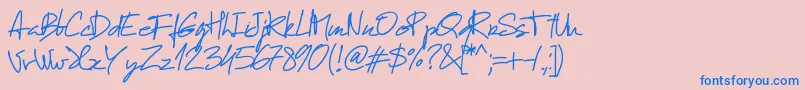 Pwmanuelfree-Schriftart – Blaue Schriften auf rosa Hintergrund