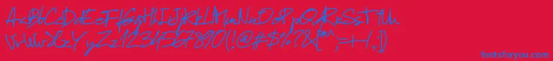 Pwmanuelfree Font – Blue Fonts on Red Background