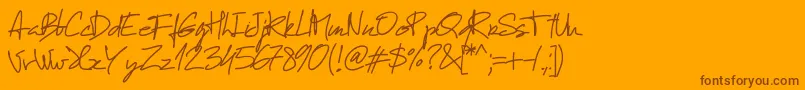 Pwmanuelfree-Schriftart – Braune Schriften auf orangefarbenem Hintergrund