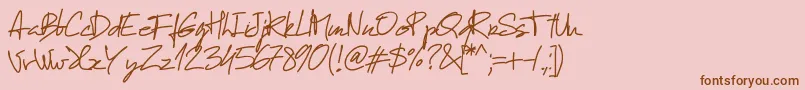 Czcionka Pwmanuelfree – brązowe czcionki na różowym tle