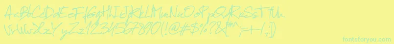 Pwmanuelfree-Schriftart – Grüne Schriften auf gelbem Hintergrund