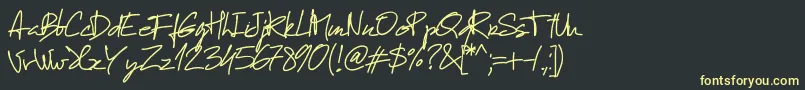 Pwmanuelfree-Schriftart – Gelbe Schriften auf schwarzem Hintergrund