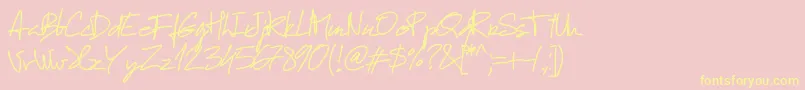 Pwmanuelfree-Schriftart – Gelbe Schriften auf rosa Hintergrund