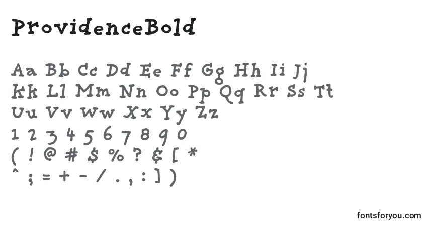 Schriftart ProvidenceBold – Alphabet, Zahlen, spezielle Symbole