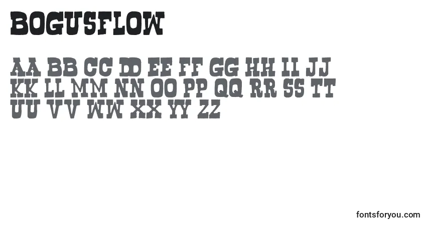 A fonte Bogusflow – alfabeto, números, caracteres especiais