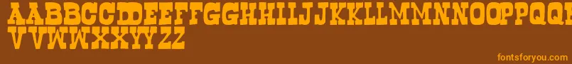 Bogusflow-Schriftart – Orangefarbene Schriften auf braunem Hintergrund