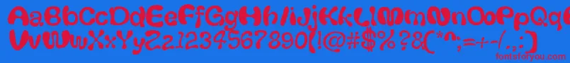 Thickhea-Schriftart – Rote Schriften auf blauem Hintergrund