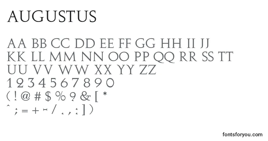 Шрифт Augustus – алфавит, цифры, специальные символы