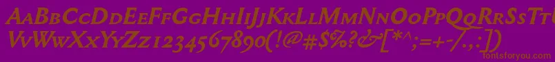 Mediaevalsc+OsfBolditalic Font – Brown Fonts on Purple Background