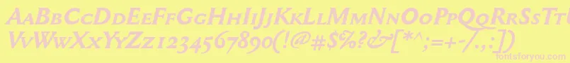 Mediaevalsc+OsfBolditalic Font – Pink Fonts on Yellow Background