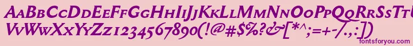 Mediaevalsc+OsfBolditalic Font – Purple Fonts on Pink Background