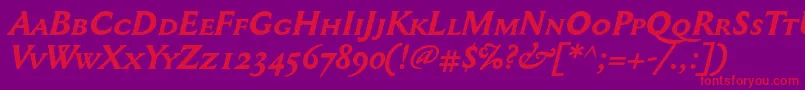 Mediaevalsc+OsfBolditalic Font – Red Fonts on Purple Background