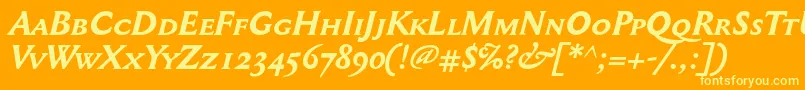 Mediaevalsc+OsfBolditalic Font – Yellow Fonts on Orange Background