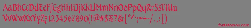 フォントTampicoRegular – 赤い文字の灰色の背景