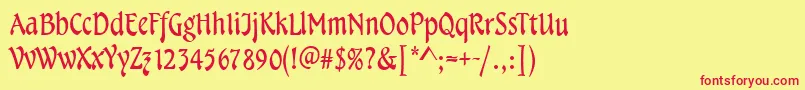 フォントTampicoRegular – 赤い文字の黄色い背景