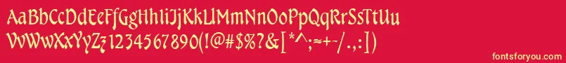 フォントTampicoRegular – 黄色の文字、赤い背景