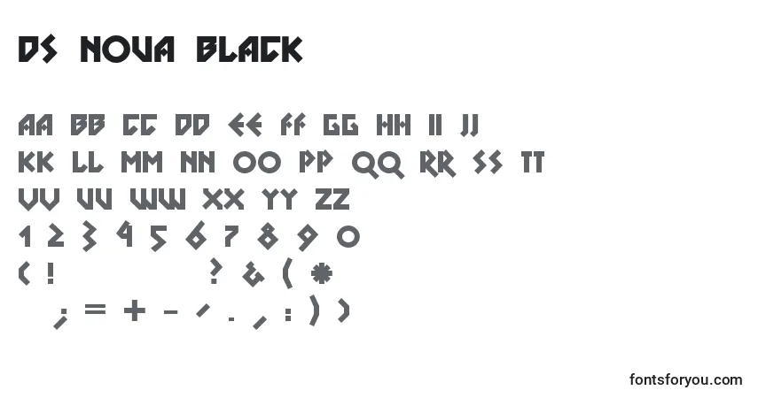 Schriftart Ds Nova Black – Alphabet, Zahlen, spezielle Symbole