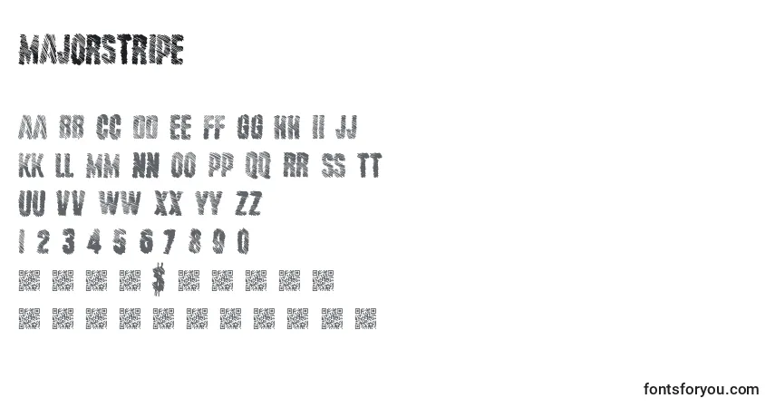 Шрифт Majorstripe – алфавит, цифры, специальные символы