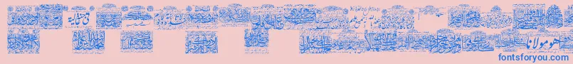 Police MyFontQuraan1 – polices bleues sur fond rose