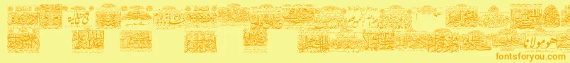 MyFontQuraan1-Schriftart – Orangefarbene Schriften auf gelbem Hintergrund