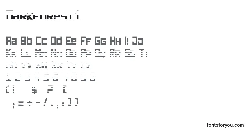 A fonte Darkforest1 – alfabeto, números, caracteres especiais