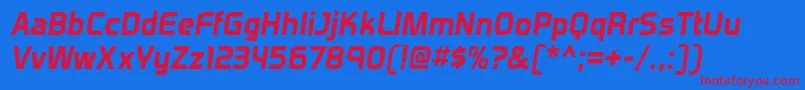 VenactirgBolditalic Font – Red Fonts on Blue Background