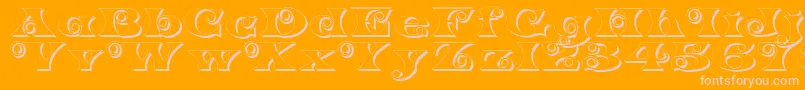 K22SpiralSwashShadow Font – Pink Fonts on Orange Background
