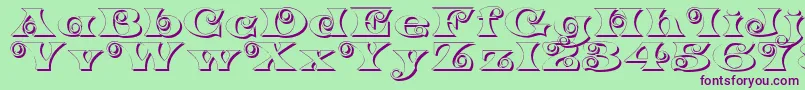 K22SpiralSwashShadow Font – Purple Fonts on Green Background