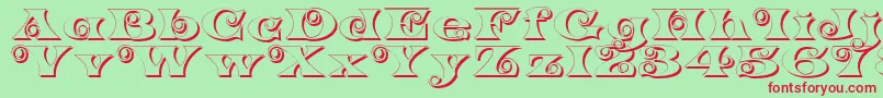 K22SpiralSwashShadow Font – Red Fonts on Green Background