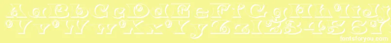 K22SpiralSwashShadow Font – White Fonts on Yellow Background